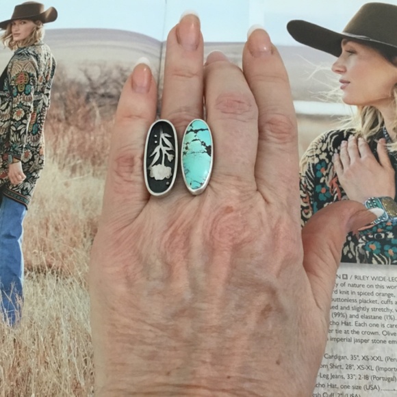 Language of Stones Turquoise & Sterling Artisan Shadowbox Ring: NWOT! Size 6.5 - Picture 5 of 8